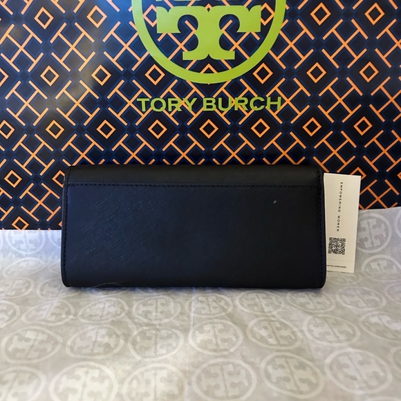 Tory Burch Emerson Wallet on a Chain Crossbody Bag Black Silver - Picture 11 of 12